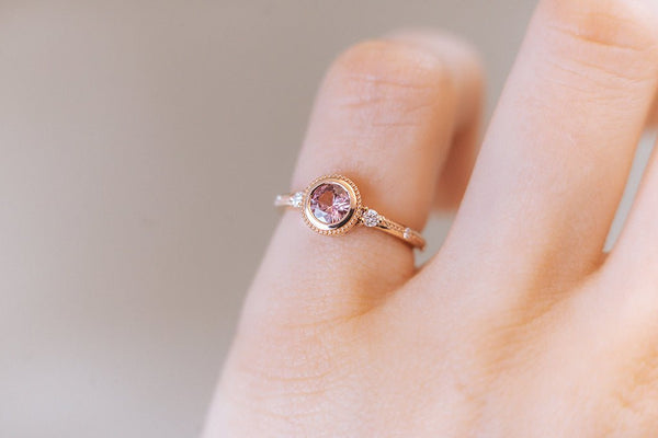 CRILLON || 0.5ct round pink sapphire and diamonds ring
