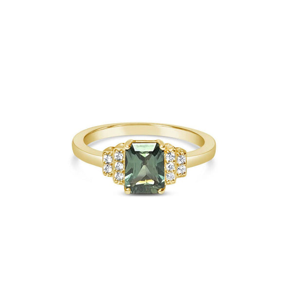 DAVAL || 1ct green sapphire and diamond ring