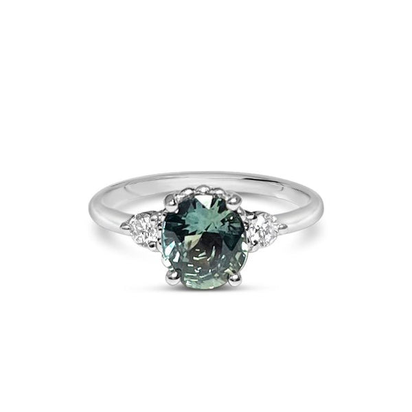 DELPHINE || 1.3ct oval green sapphire and diamonds ring