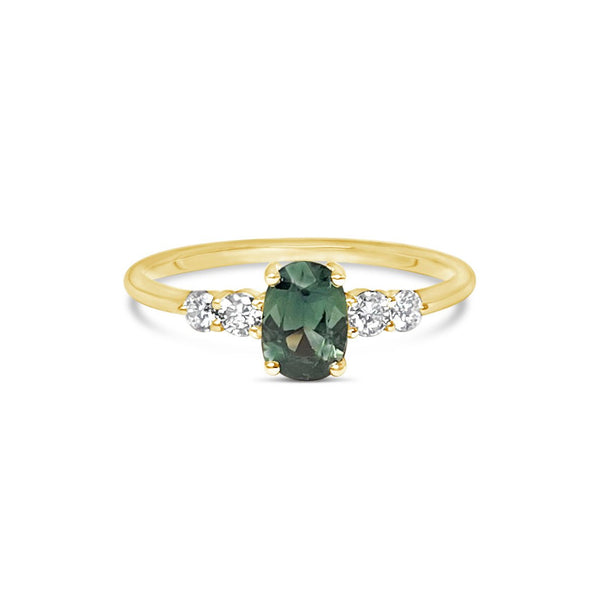 LANDEN || 1ct oval green sapphire and diamonds ring