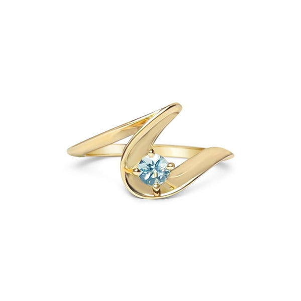 LAVANDOU || aquamarine gold wave ring