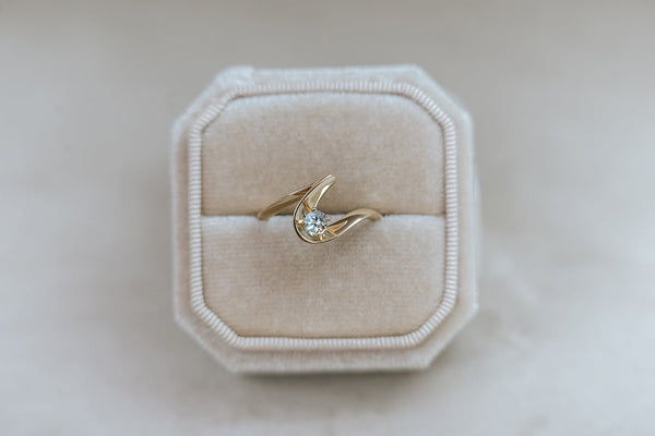 LAVANDOU || aquamarine gold wave ring