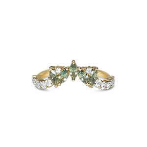 LUNEL || wedding band with green sapphires and diamonds