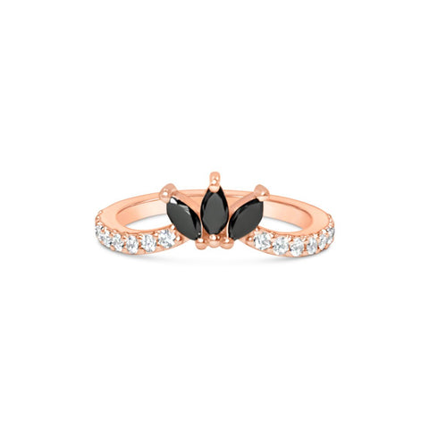 NERA ANNEAU || wedding band with black and white diamonds in rose gold 14k