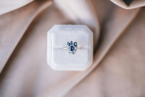 Sapphire, tanzanite and diamond ring