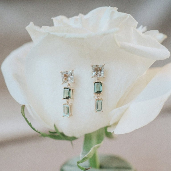 Tourmaline, beryl and green amethyst earrings
