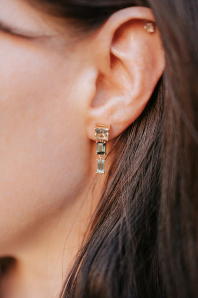 Tourmaline, beryl and green amethyst earrings