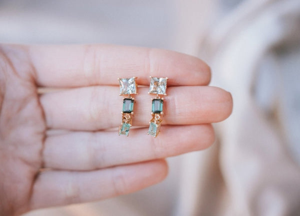 Tourmaline, beryl and green amethyst earrings