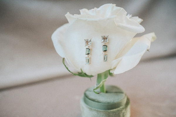 Tourmaline, beryl and green amethyst earrings