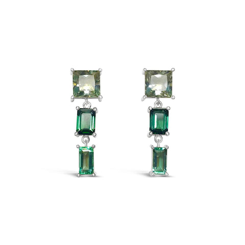 Tourmaline, beryl and green amethyst earrings