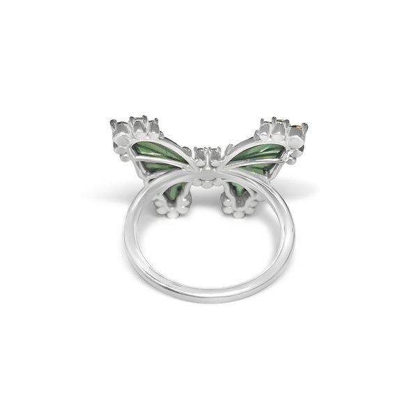 Tourmaline & diamonds butterfly ring
