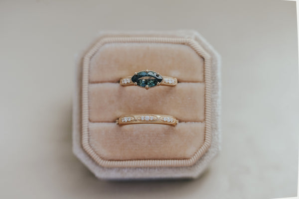 AVIGNON || Vintage - inspired engagement ring with Australian teal marquise sapphire
