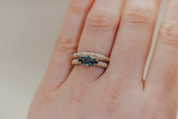 AVIGNON || Vintage - inspired engagement ring with Australian teal marquise sapphire