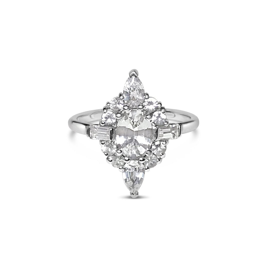 ALIANA || 1.65ct white sapphire ring in 14k white gold