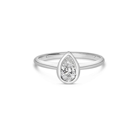 ARIELA || 0.4ct pear diamond ring in white gold 14k