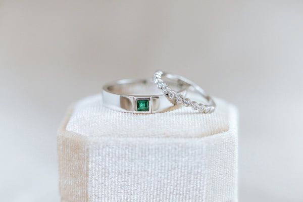 BERTOLLE || half-eternity bezel diamond band - LOFT.bijoux || Custom jewelry & wedding rings / Bijoux sur mesure & bagues de mariage || Montreal