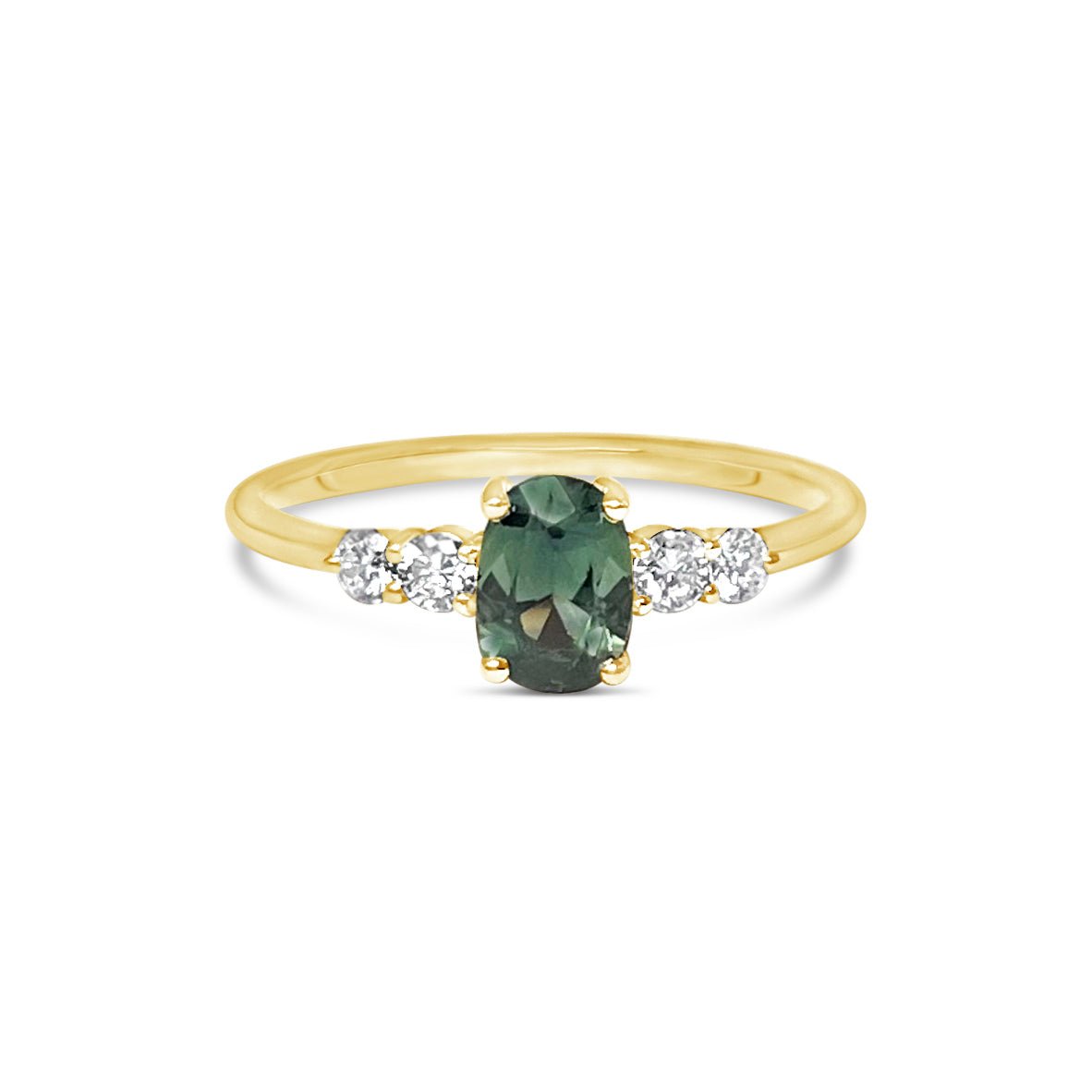LANDEN || 1ct oval green sapphire and diamonds ring - LOFT.bijoux || Custom jewelry & wedding rings / Bijoux sur mesure & bagues de mariage || Montreal