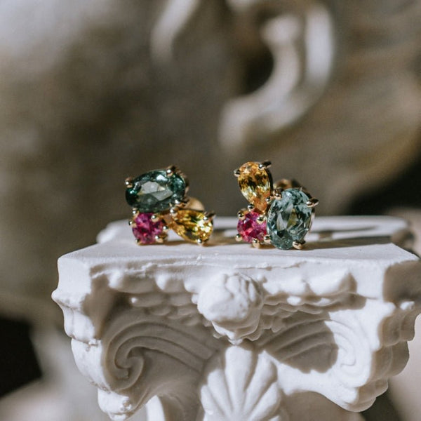 PETAL sapphire and tourmaline earrings - LOFT.bijoux || Custom jewelry & wedding rings / Bijoux sur mesure & bagues de mariage || Montreal