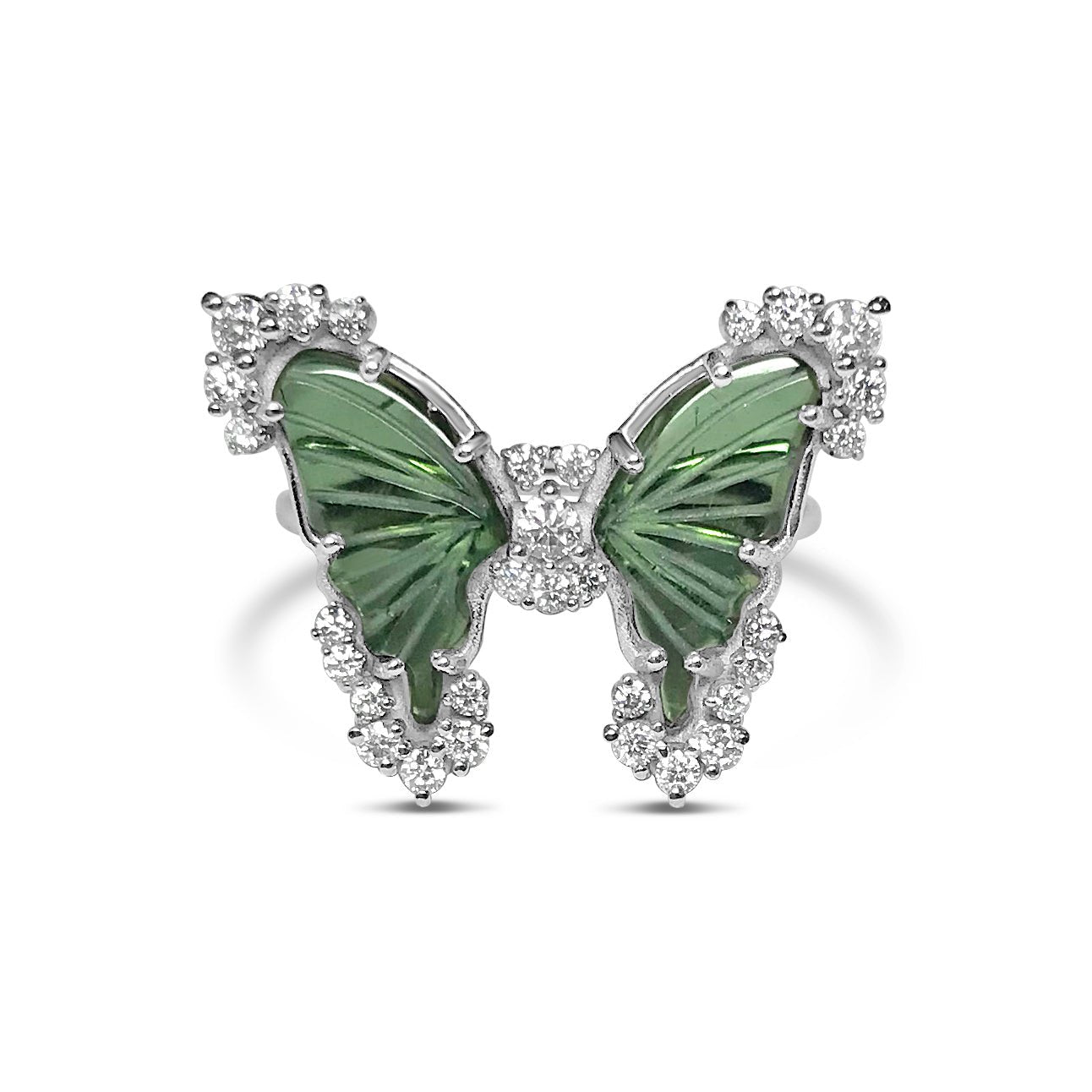 Tourmaline & diamonds butterfly ring - LOFT.bijoux || Custom jewelry & wedding rings / Bijoux sur mesure & bagues de mariage || Montreal