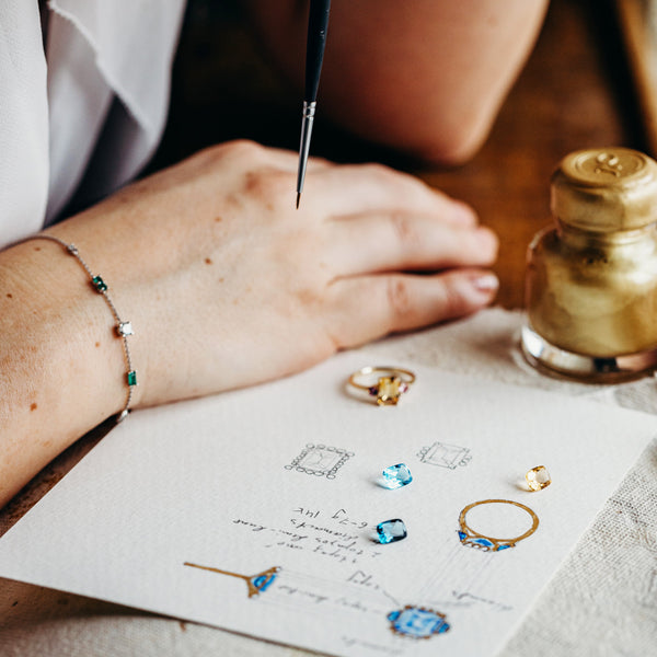 VELVET gold bracelet with diamonds and emeralds - LOFT.bijoux || Custom jewelry & wedding rings / Bijoux sur mesure & bagues de mariage || Montreal